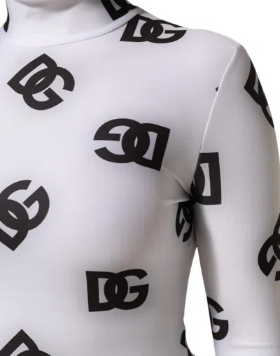 Pre-owned Dolce & Gabbana Black White Logo Monogram Long Sleeves Jumpsuit Women's Dress () In Multi