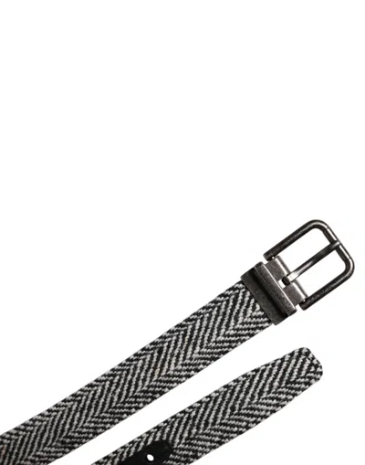 Dolce & Gabbana Black White Silver Tone Metal Buckle Belt In Multi