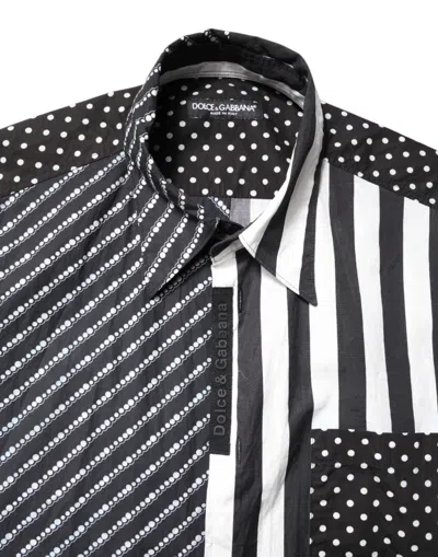 Pre-owned Dolce & Gabbana Black White Stripe Button Down Casual Men's Shirt () In Multi