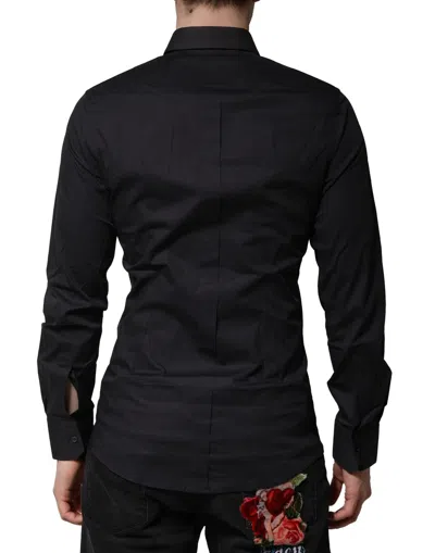 Pre-owned Dolce & Gabbana Blue Cotton Gold Long Sleeves Formal Men's Shirt ()