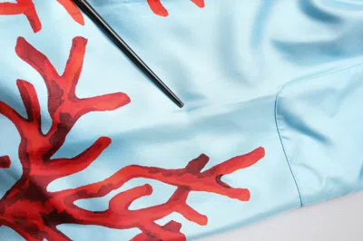 Pre-owned Dolce & Gabbana Blue Red Coral Print Wrap Robe Coat Men's Jacket ()