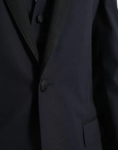 Pre-owned Dolce & Gabbana Blue Wool Martini 1 Button Men 3 Piece Men's Suit ()