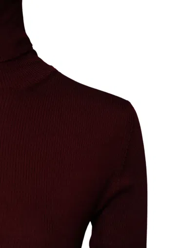 Pre-owned Dolce & Gabbana Burgundy Long Sleeves Turtleneck Slim Women's Sweater ()