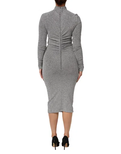 Dolce & Gabbana Gray Nylon Bodycon Sheath Long Sleeves Dress In Gray