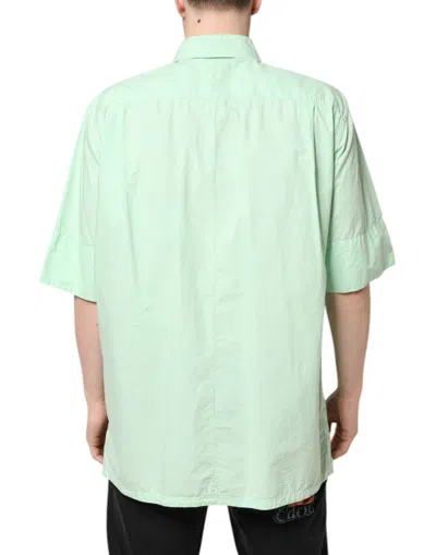 Pre-owned Dolce & Gabbana Green Cotton Short Sleeves Men Casual Men's Shirt ()
