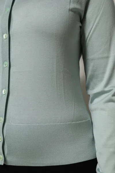 Dolce & Gabbana Light Green Silk Button Down Cardigan Sweater In Gray
