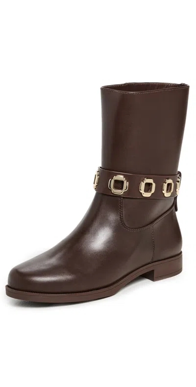 Larroude Milan Flat Booties Brown In Brown