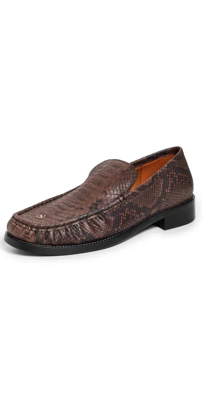 Acne Studios Boafer Python-effect Leather Loafers In Brown