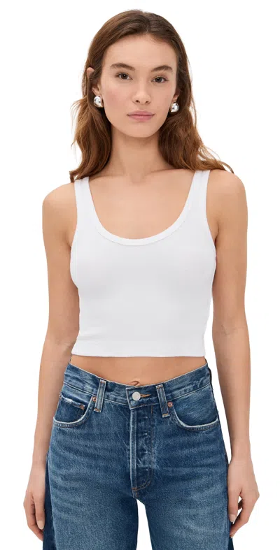 Perfectwhitetee Daisy Cropped Cotton Ribbed Layer Tank White
