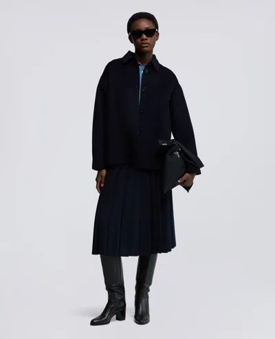 Aspesi Overshirt In Double Di Lana - Navy In Black