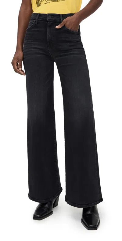 Mother The Mid Rise Rambler Zip Flood Jeans In Spiked Hair Art Flair In Black