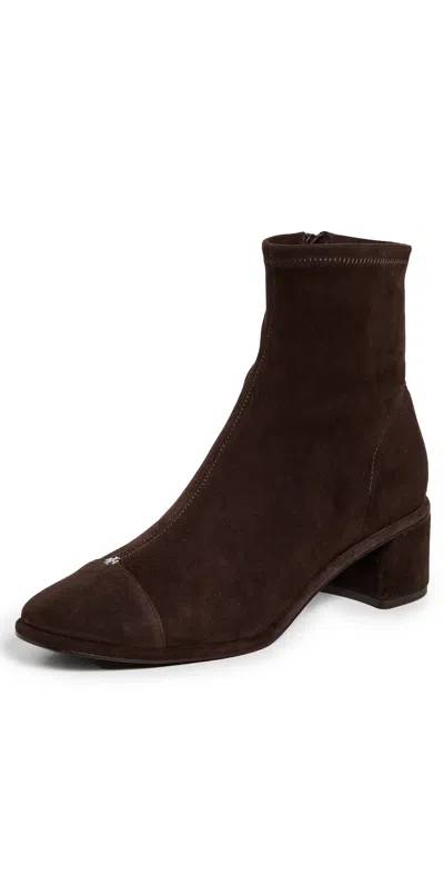 Tory Burch Cap-toe Heel Ankle Boots 50mm Dark Cocoa / Dark Cocoa In Brown