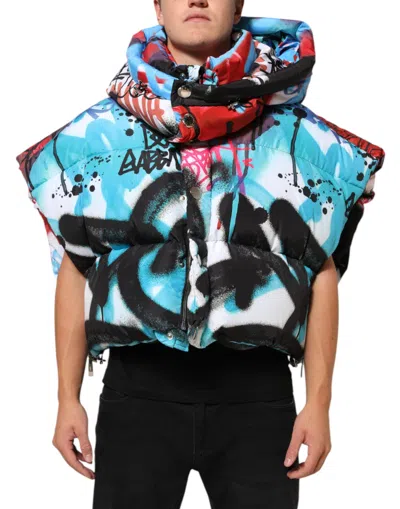 Pre-owned Dolce & Gabbana Multicolor Graffiti Hooded Sportswear Vest Men's Jacket ()