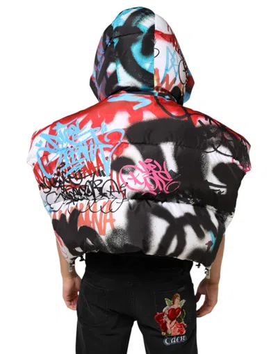 Pre-owned Dolce & Gabbana Multicolor Graffiti Hooded Sportswear Vest Men's Jacket ()
