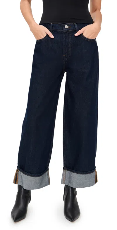 Good American Good Standard Baggy Cuffed Jeans In Indigo1006 In Blue