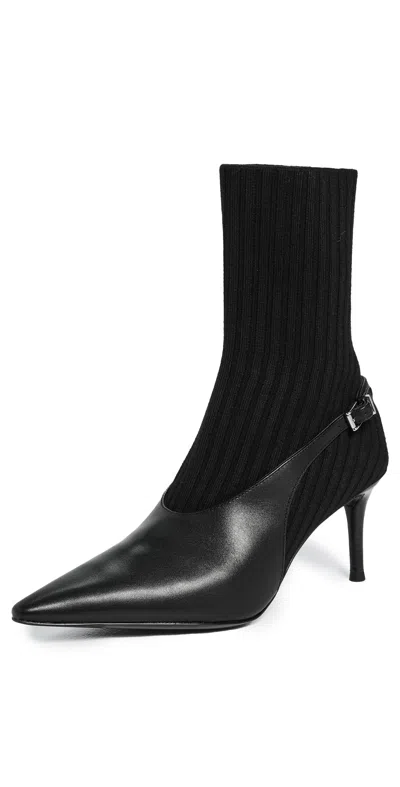 Rag & Bone Mercer Sock Slingback Boots Black In Black