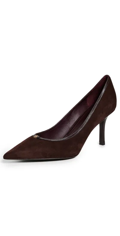Tory Burch Double T Buckle Pumps 80mm Dark Cocoa In Brown