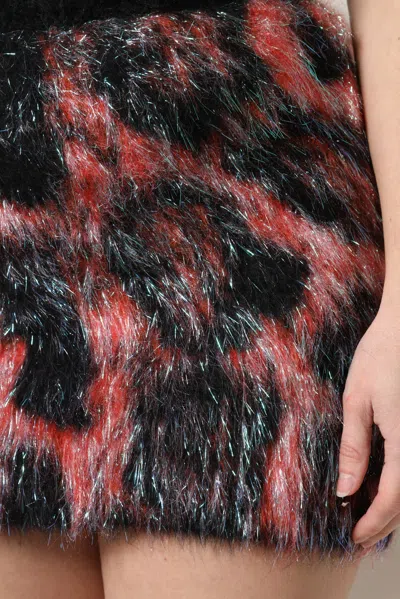 Dolce & Gabbana Multicolor Plush High Waist Mini Skirt In Black