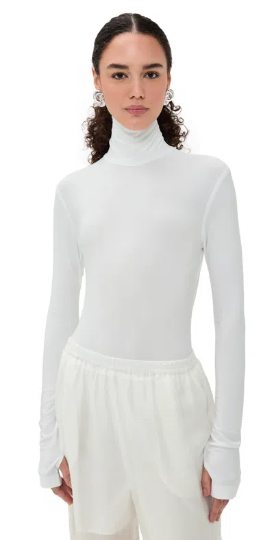 Norma Kamali Normal Kamali Turtleneck Long Sleeve Bodysuit In White