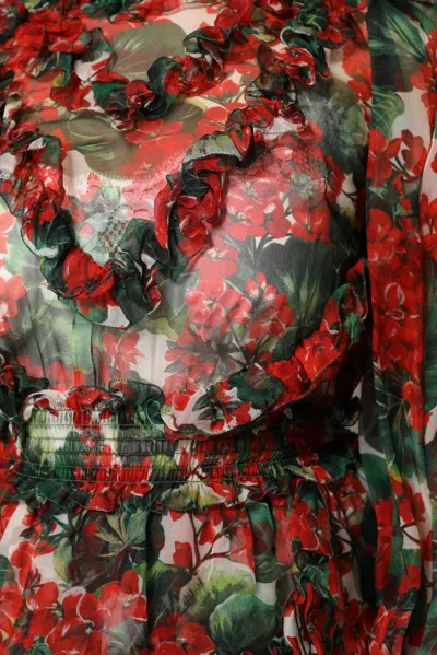 Dolce & Gabbana Multicolor Geranium A-line Knee Length Dress