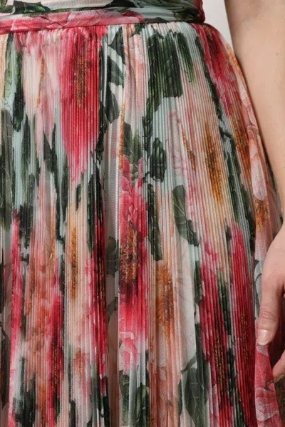 Dolce & Gabbana Multicolor Silk Floral High Waist Midi Skirt In Multi