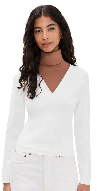 Le Bop Trompe L'oeil Layered Turtleneck Ivory/umber In White