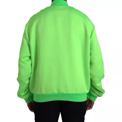 Pre-owned Dolce & Gabbana Neon Green Polyester Long Sleeves Men Bomber Men's Jacket ()