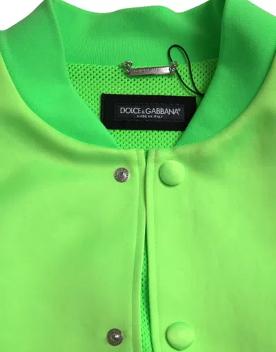 Pre-owned Dolce & Gabbana Neon Green Polyester Long Sleeves Men Bomber Men's Jacket ()