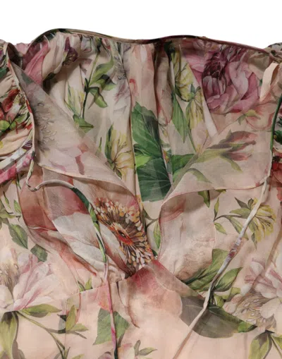 Pre-owned Dolce & Gabbana Pink Floral Print Tiered Long Maxi Women's Dress () In Multi