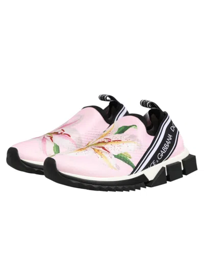 Dolce & Gabbana Pink Floral Sorrento Low Top Sneakers Women's Shoes In Pink