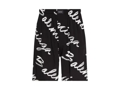 Pre-owned Balenciaga Logo Pyjama Shorts In Black/white In Multi