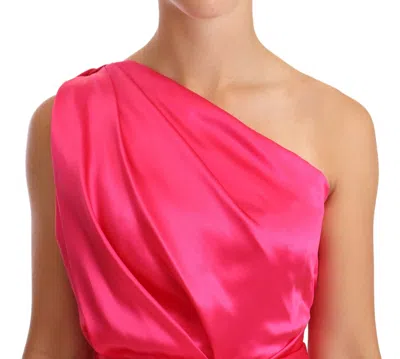 Pre-owned Dolce & Gabbana Pink Sheath Silk Bow Open Shoulder Women's Dress ()