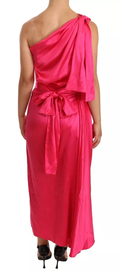 Pre-owned Dolce & Gabbana Pink Sheath Silk Bow Open Shoulder Women's Dress ()