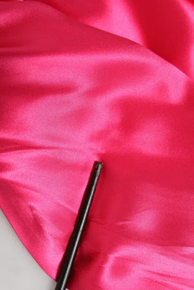 Pre-owned Dolce & Gabbana Pink Sheath Silk Bow Open Shoulder Women's Dress ()