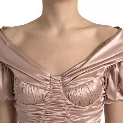 Pre-owned Dolce & Gabbana Pink Silk Stretch Sheath Mermaid Gown Women's Dress ()