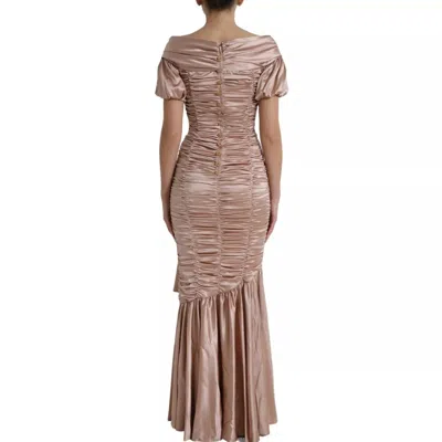 Pre-owned Dolce & Gabbana Pink Silk Stretch Sheath Mermaid Gown Women's Dress ()