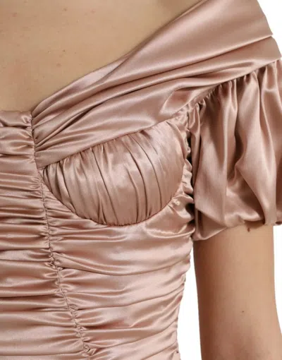 Pre-owned Dolce & Gabbana Pink Silk Stretch Sheath Mermaid Gown Women's Dress ()