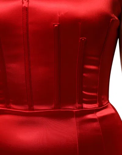 Pre-owned Dolce & Gabbana Red Acetate Sleeveless Sheath Midi Women's Dress ()