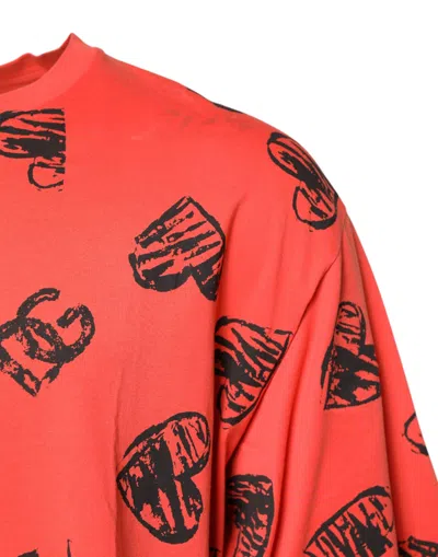 Pre-owned Dolce & Gabbana Red Cotton Short Sleeve Dg Heart Logo Men's T-shirt ()