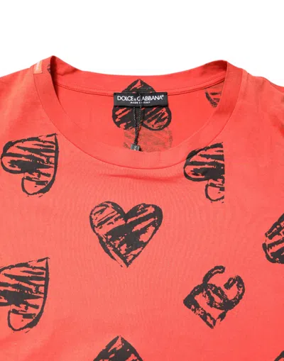 Pre-owned Dolce & Gabbana Red Cotton Short Sleeve Dg Heart Logo Men's T-shirt ()