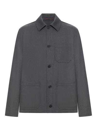 Incotex Wool Button-fastening Jacket In Gray
