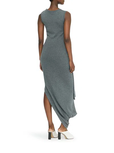 Jw Anderson Sleeveless Draped Belted Dress In Gray