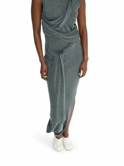 Jw Anderson Sleeveless Draped Belted Dress In Gray