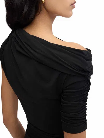 Jacquemus La Mini Robe Drapeado Jersey Dress In Black