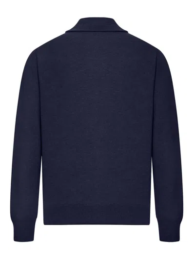 Lardini Wool Blend Jacket With Zip In Blue