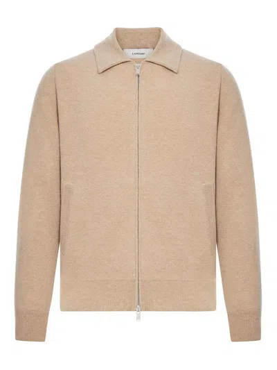 Lardini Wool Blend Jacket With Zip In Neutral