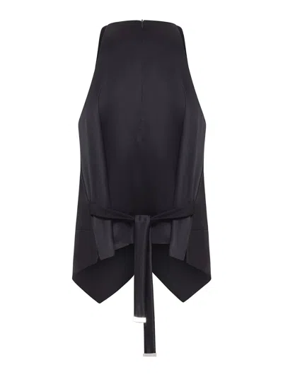 Max Mara Wool And Satin Gabardine Vest In Black