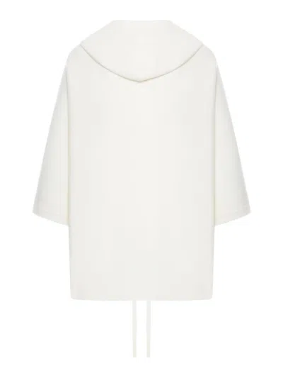 Max Mara Hooded Cardigan Drawstring Detail In White