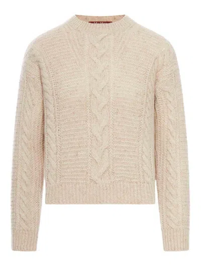 Max Mara Studio Boxy Sweater In Blended Alpaca In Neutral