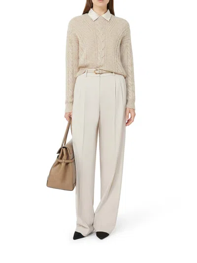 Max Mara Studio Boxy Sweater In Blended Alpaca In Neutral